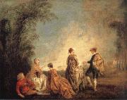 WATTEAU, Antoine An Embarrassing Proposal France oil painting artist